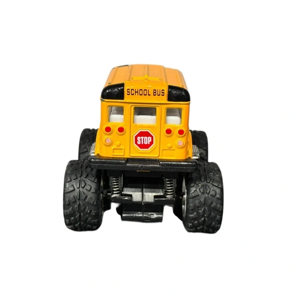Two Diecast Pull Back & Rsce Vehicles: Kinsmart Hummer & School Bus